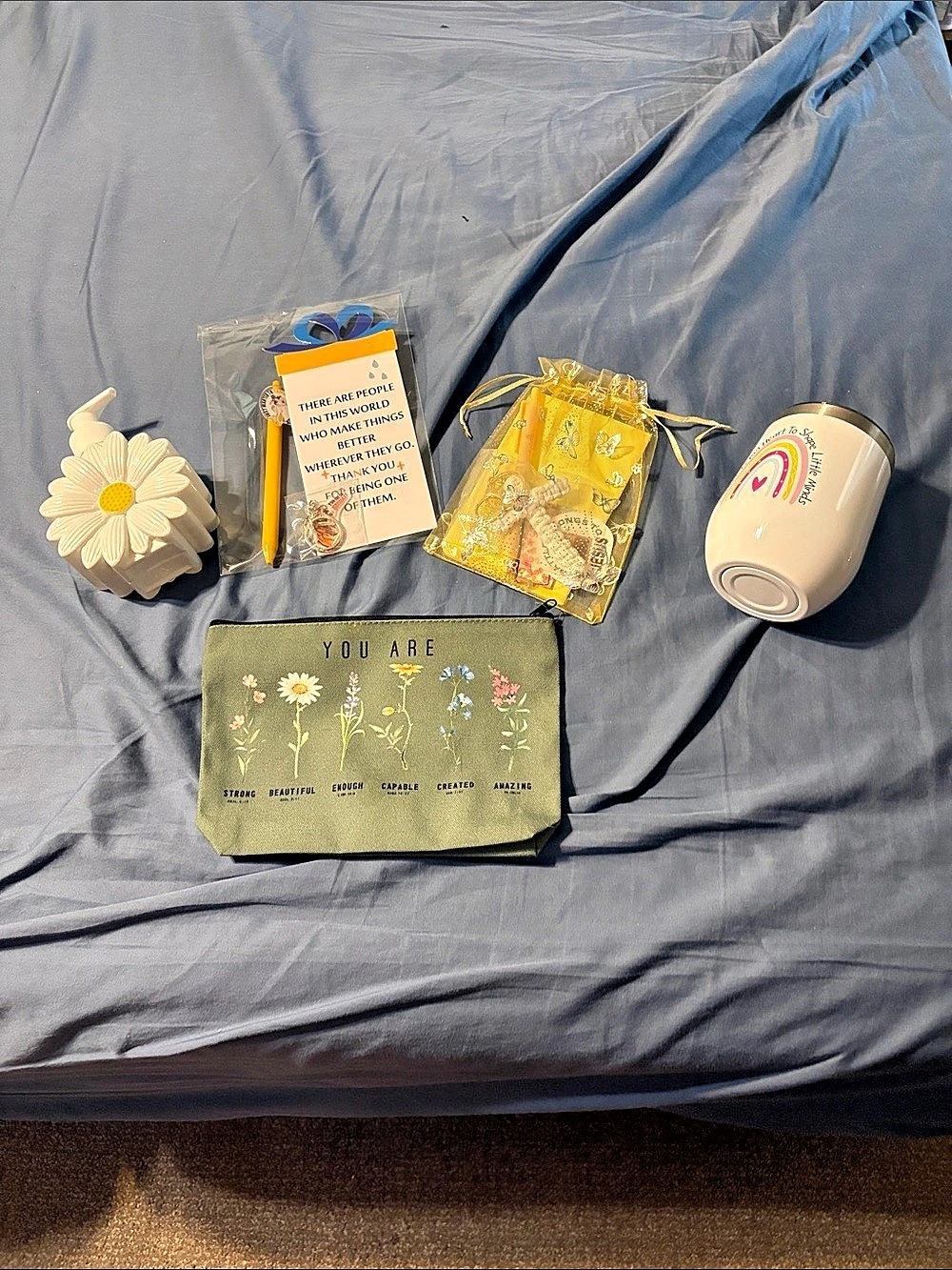 Floral Gift Bundle in Yellow & Green for teacher appreciation! Cup, hand soap,